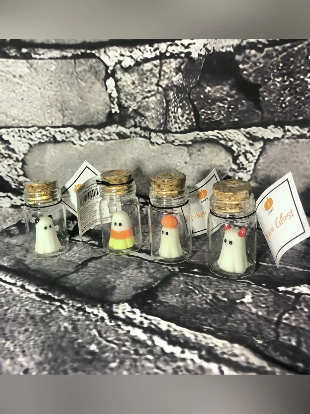 2026 Target Bullseye 4 Mini Ghosts Glass Potion Bottles Halloween NEW